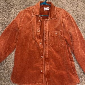 CORDUROY BURNT ORANGE BUTTON UP URBAN OUTFITTERS